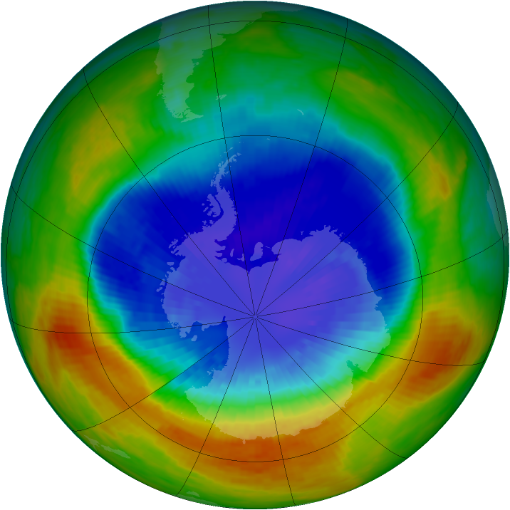 Antarctic ozone map for 14 September 2002
